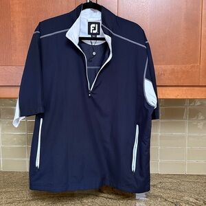 FJ Foot Joy Golf Shirt/ Jacket Navy and White Half-Zip Pullover New Size L